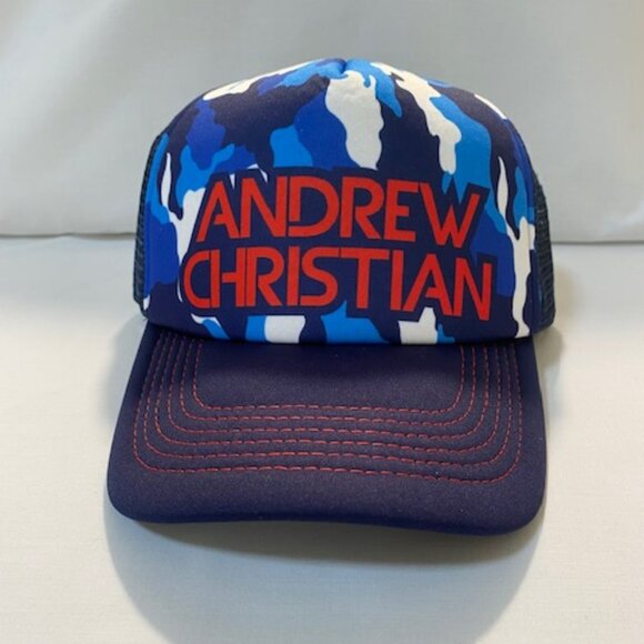 Andrew Christian "Blue Camo" Snap Back Cap - Adjustable - Blues/White (599) - Picture 1 of 5